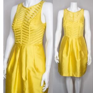 VINTAGE CHETTA B Dupioni Silk Marigold Yellow Sleeveless Cocktail Dress US 4